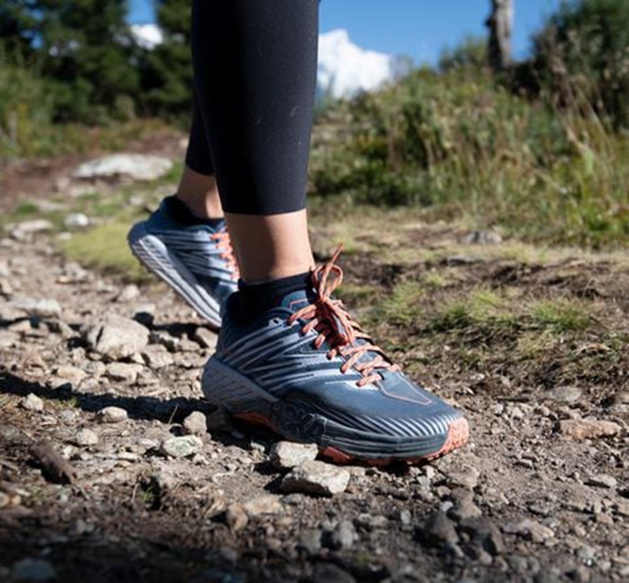 Hoka One One Trailsko Dame - Speedgoat 4 - Mørkeblå/Hvide - 538261NRA